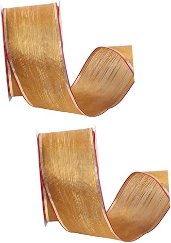 GLEAVI Christmas Ribbon 2 Rolls Listones para Manualidades Chiffon Ribbon Ribbons Curling Ribbons Ribbons Wedding Party Ribbons DIY Ribbon Wired