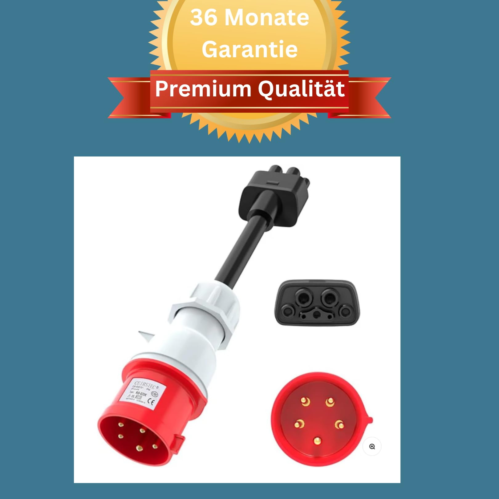 Tesla adapter 16 A, 3-fazowy, 480 V, czerwone gniazdo - konwerter ładowania EV wtyczka - wysokiej jakości stacja ładująca Tesla EV adapter dla europejskich posiadaczy EV