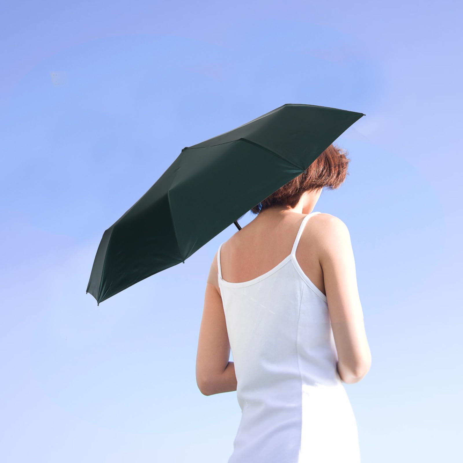 ibasenice Parapluie Pliant Automatique 10 Branches 3 Volets Revêtement Noir Anti-uv Vert Léger Compact pour Voyage Protection Pluie et Soleil Homme Femme Portable Style Plusieurs styles