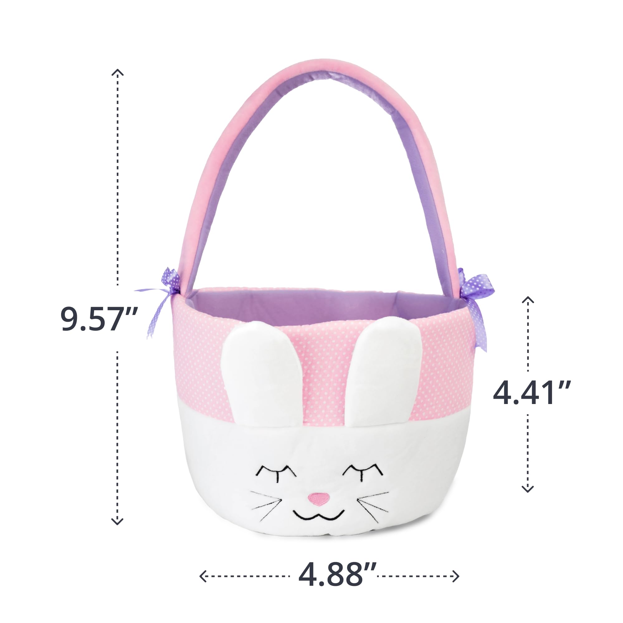 PLUSHIBLE BRIDGING MILES WITH SMILES Bunny Easter Basket with Handle - Ideal for Baby's 1st Easter, Toddlers, Boys, and Girls of All Ages, Perfect for Gifts and Treats