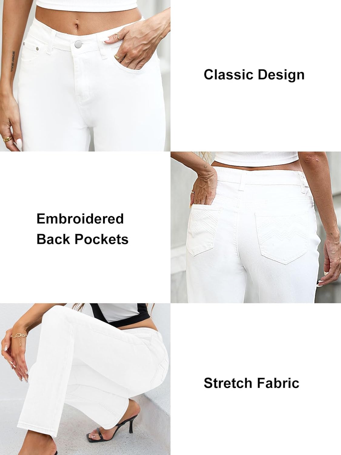 PEIHOT Women’s Jeans 90s Mid Rise Bootcut High Stretch Boot Cut Denim Pants Pantalones De Mujer