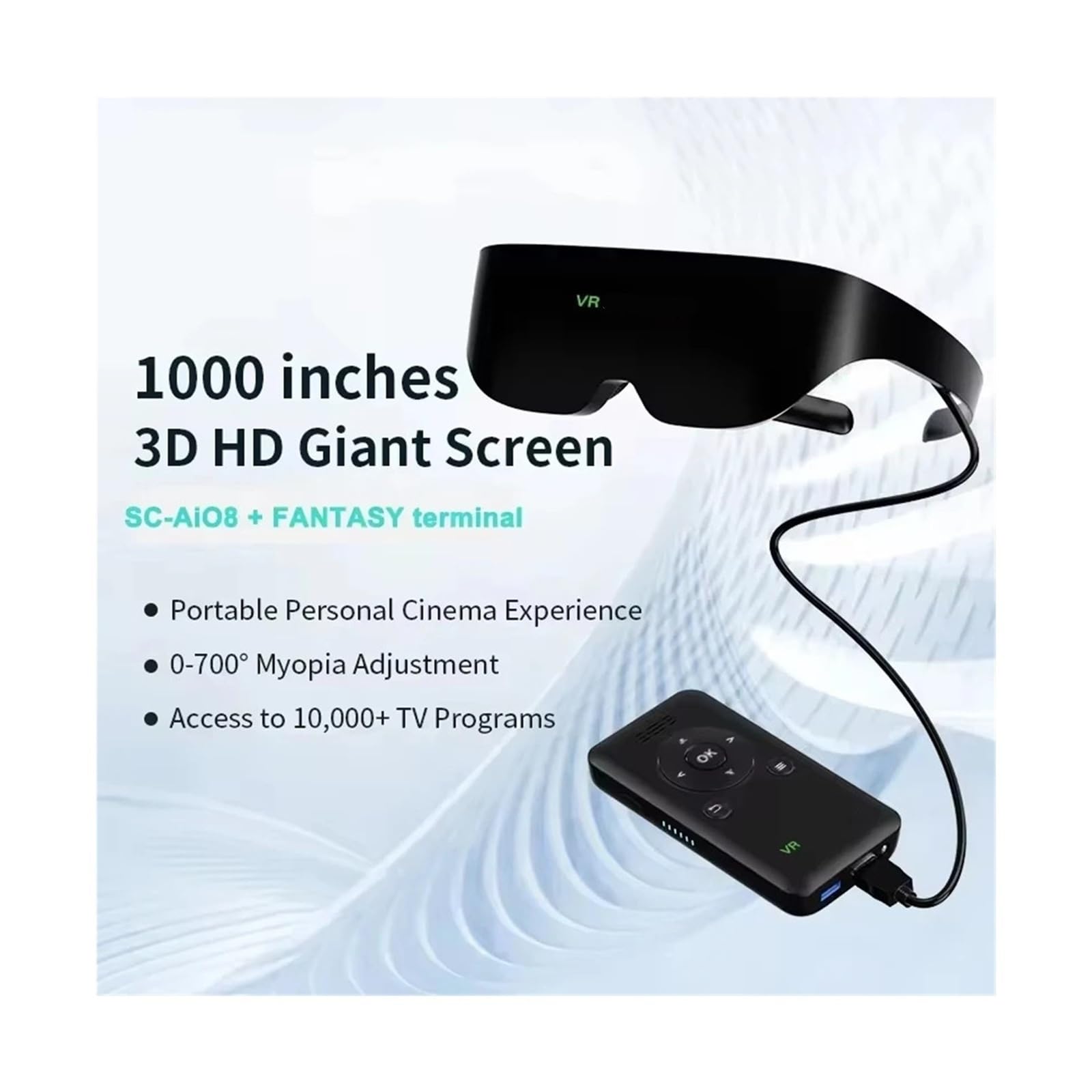 XR Smart Glasses 1058PPI HD Display For VR Gaming And Home Cinema, Portable OLED Screen With 120Hz Refresh Rate