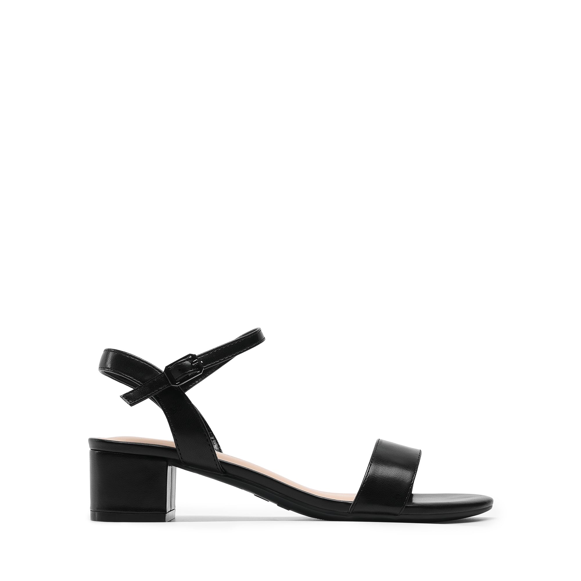 DREAM PAIRS Sandali da donna con tacco basso, punta aperta, cinturino alla caviglia, tacco grosso, ideali per feste, matrimoni, feste