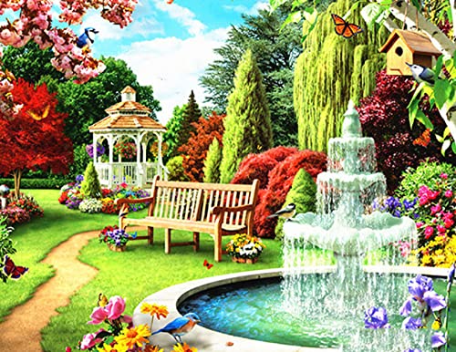 Kit Point de Croix Débutant Fleurs de Fontaine 11CT Broderie 40x50 cm