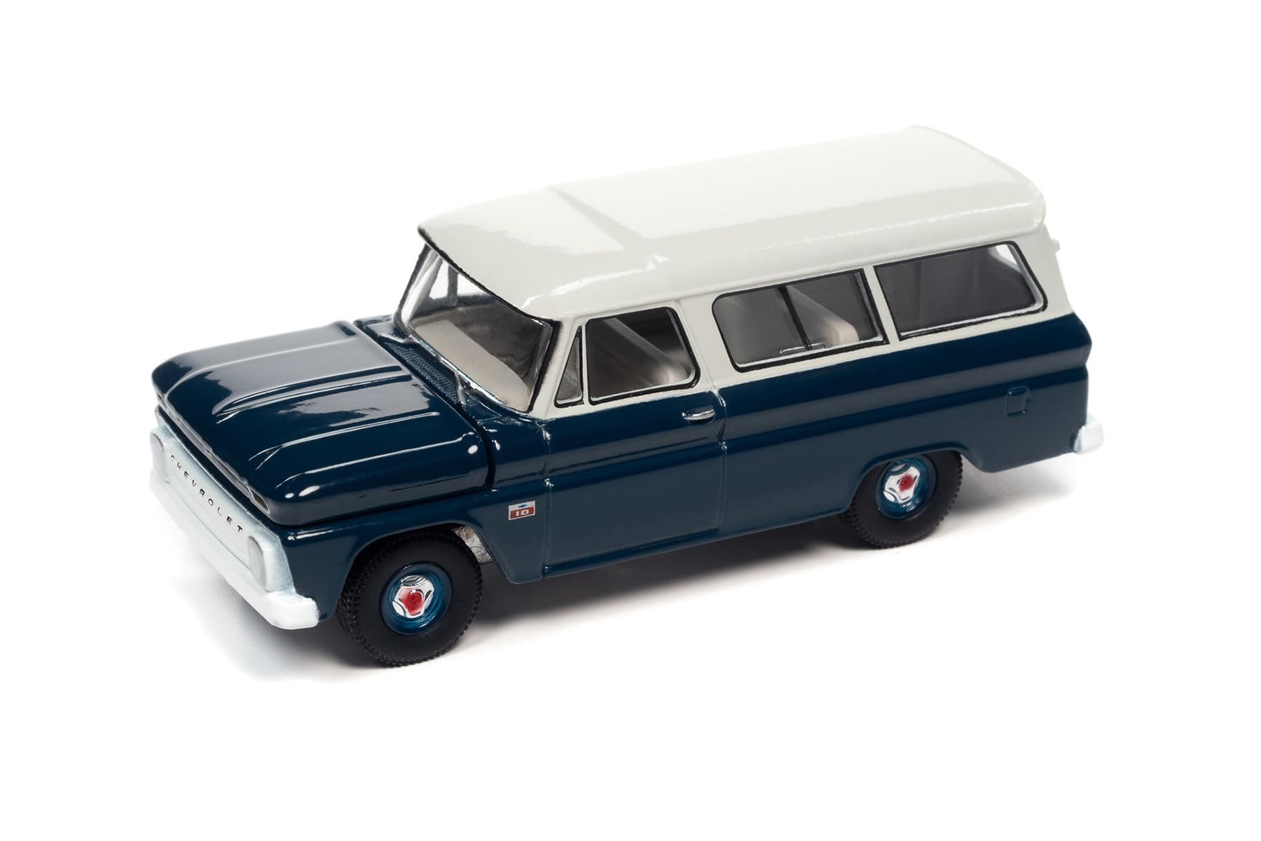 1966 Suburban Station Wagon, Dark Blue w/White Roof - AWSP091/24B - 1/64 Scale Diecast Model Car