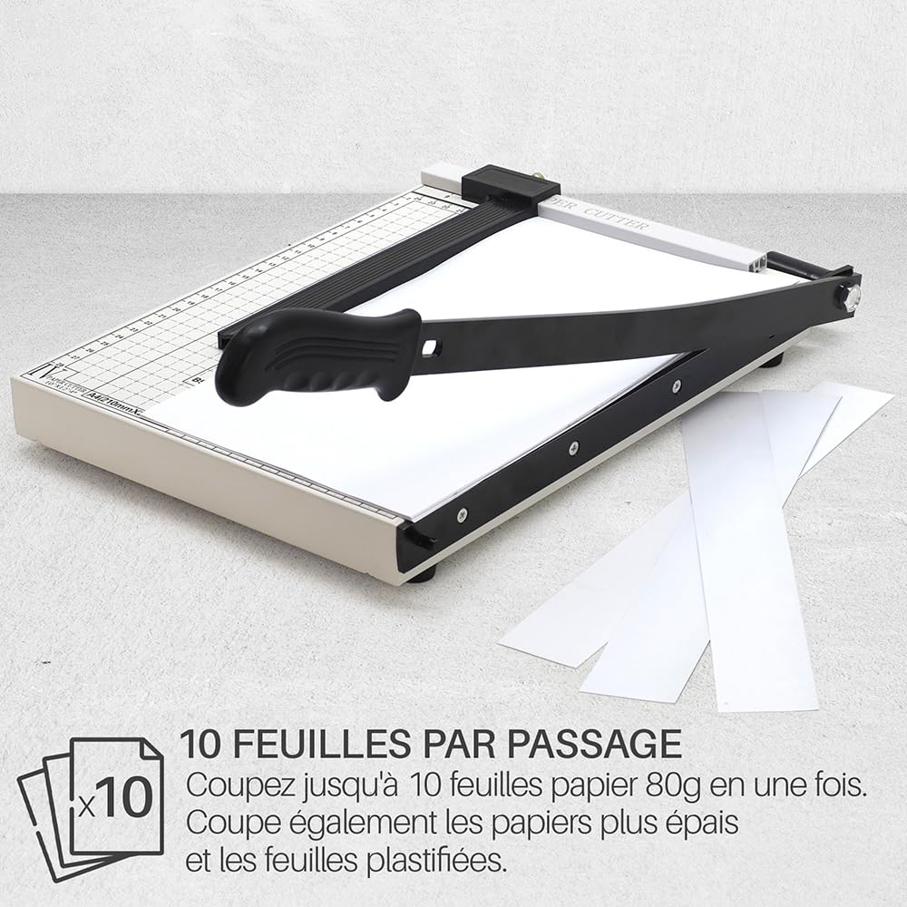 Massicot Guillotine A4 Professionnel - Coupe-Papier, Arrondisseur D'Angle Et Perforatrice - Capacité 8 Feuilles