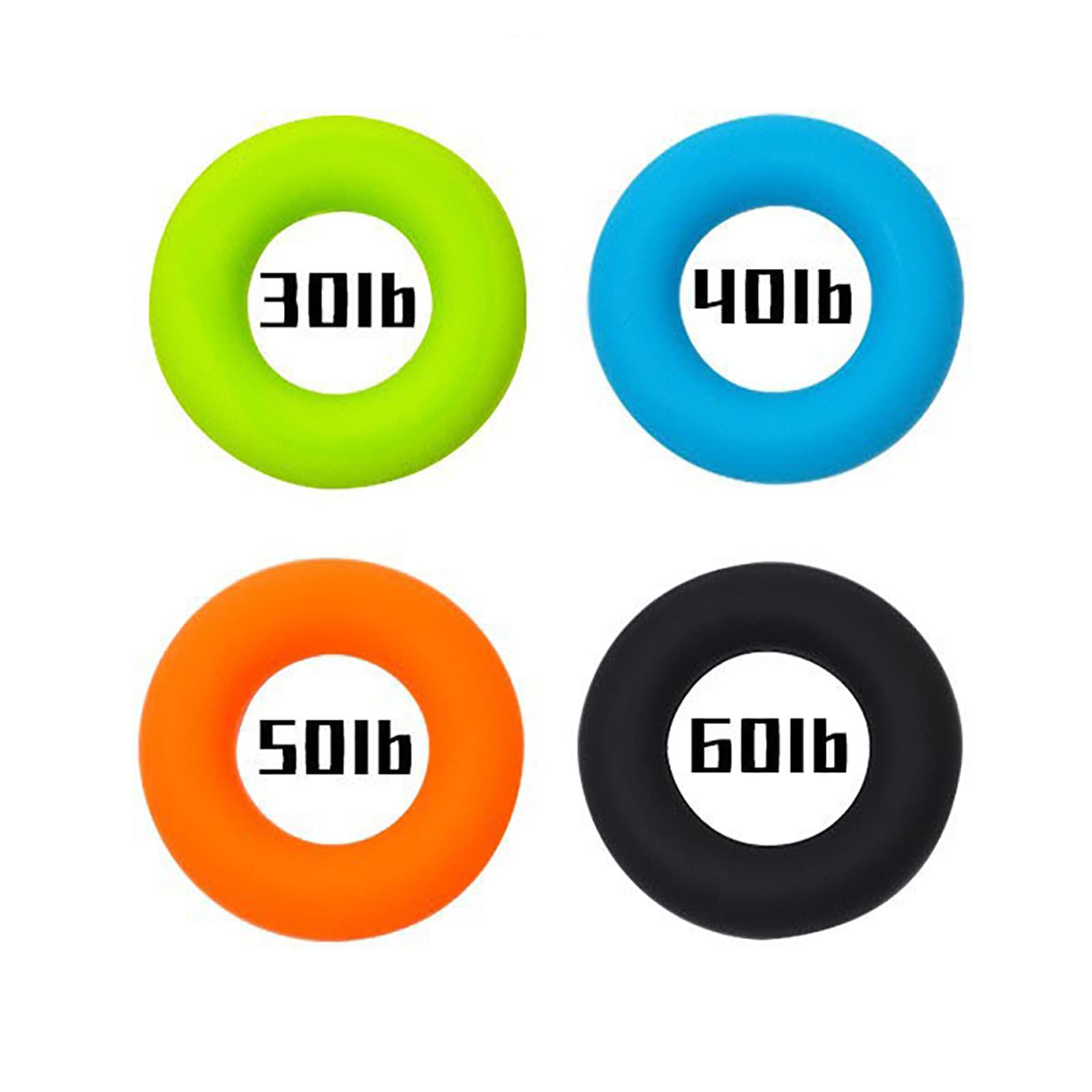 Paquete de 4 anillos fortalecedores de agarre de mano, ejercitador de dedos, entrenador de fuerza, agarre de silicona para entrenamiento de fortalecimiento muscular, agarre de antebrazo, entrenamiento