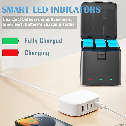 Miniatura 3 de Estación de carga de batería para GoPro Hero-9 Hero-10, paquete de 2 baterías compatibles con GoPro Hero 9 Hero 10 negro AHDBT-901 ADDBD-001