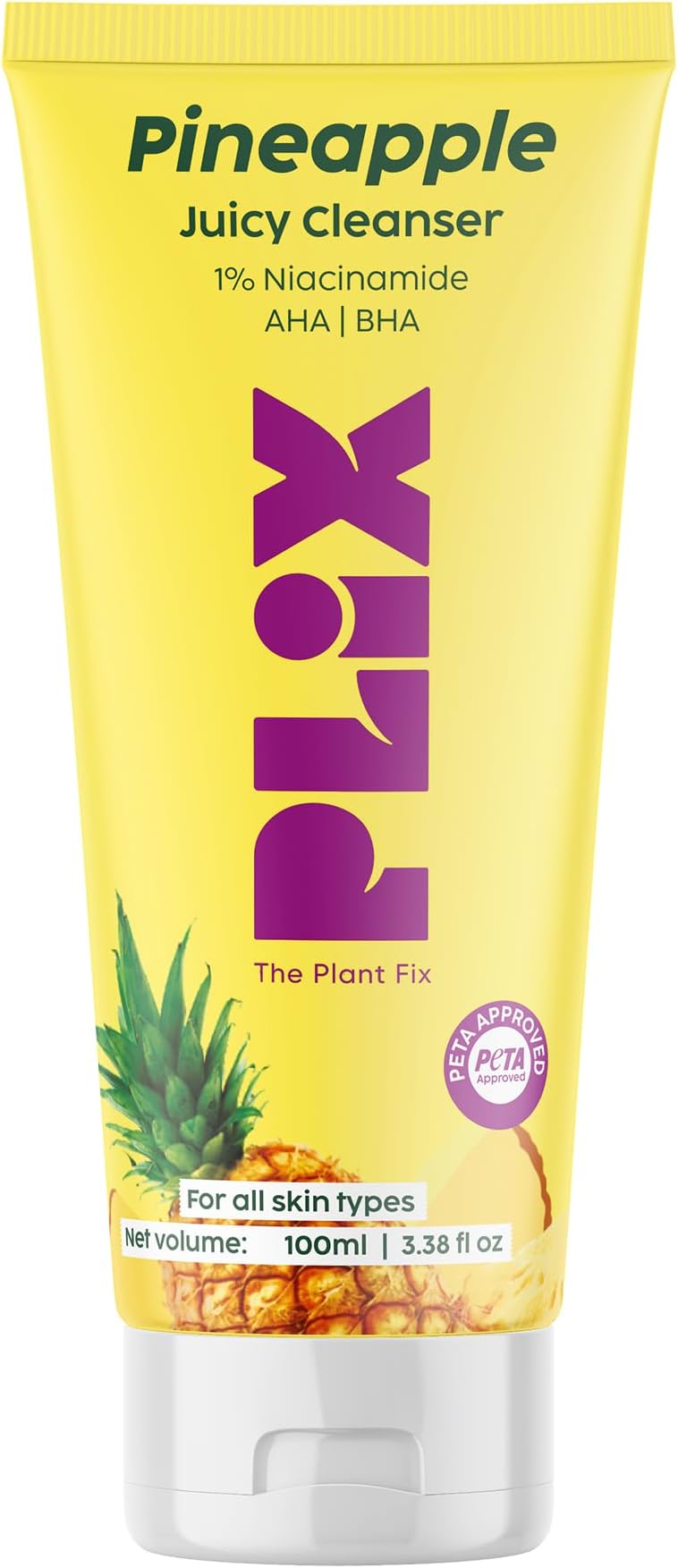 PLIX Pineapple De-Pigmentation Face Wash with Niacinamide - Gentle Exfoliating Facial Cleanser for Women & Men, Targets Pigmentation & Dark Spots for All Skin Types, 100 ml / 3.38 Fl Oz
