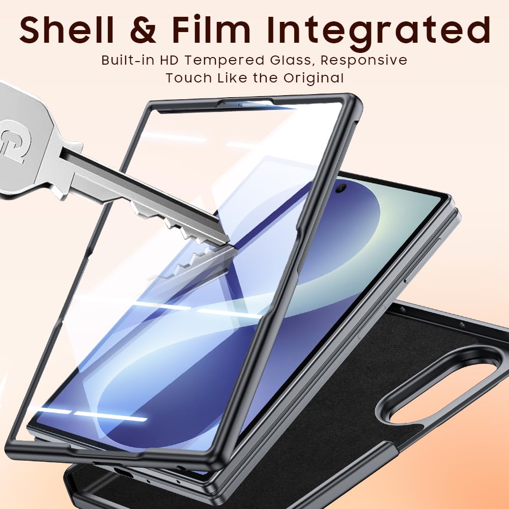 NINKI Custodia in pelle per Samsung Galaxy Z Fold 8 con protezione per lo schermo della privacy, custodia protettiva con cerniera per fold8 Wide antiurto Texture Custodia in pelle per Fold 8 Marrone