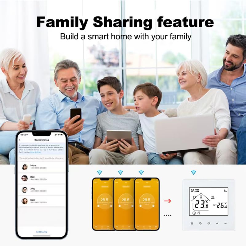 M4 Smart Wi-Fi Thermostat for Water & Underfloor Heating, 230V Digital Wall Thermostat, Tuya App Control, Alexa & Google Assistant Compatible, Smart Home Heating Solution