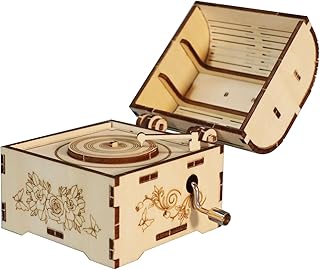 احجية خشبية ثلاثية الابعاد صندوق موسيقى يدوي الصنع للتجميع، مجموعة نماذج للعطلات واعياد الميلاد والذكرى السنوية والكريسماس