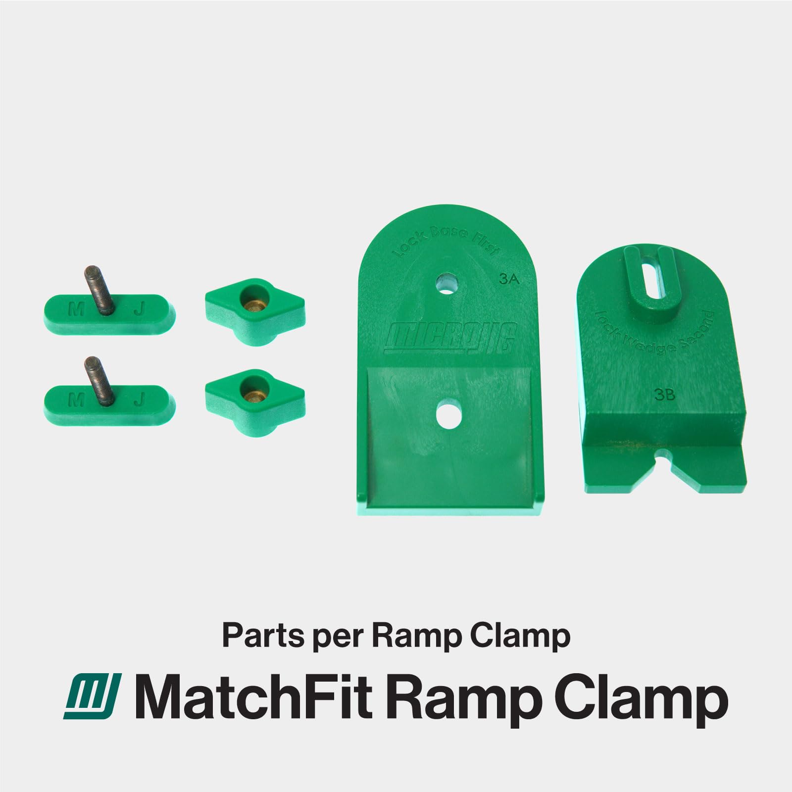 MICROJIG Matchfit CN-P3K2 - Morsetti a coda di rondine di precisione per sistema a coda di rondine - Teste di serraggio rotanti a basso profilo per lavorazione del legno, CNC, routing e slitte,
