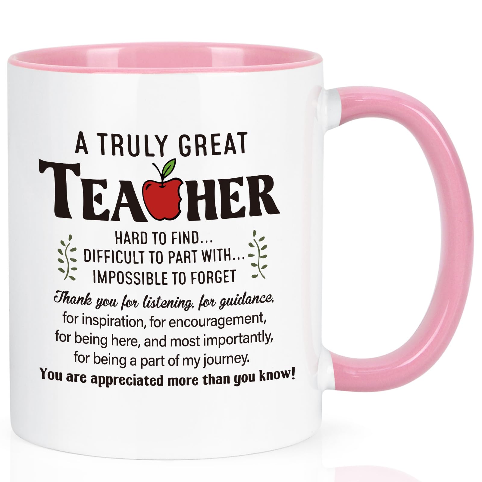 Joymaking Thank You Teacher Gifts, 11oz Coffee Mug Teacher Gifts for Women Teachers Gift for Birthday, Leaving, Retirement Christmas, Pink