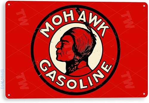 Miniatura 1 de Tinworld Letrero de estaño Mohawk Gasolina Retro Petróleo Gas Metal Decoración Estación de Servicio Auto Shop Garage A502