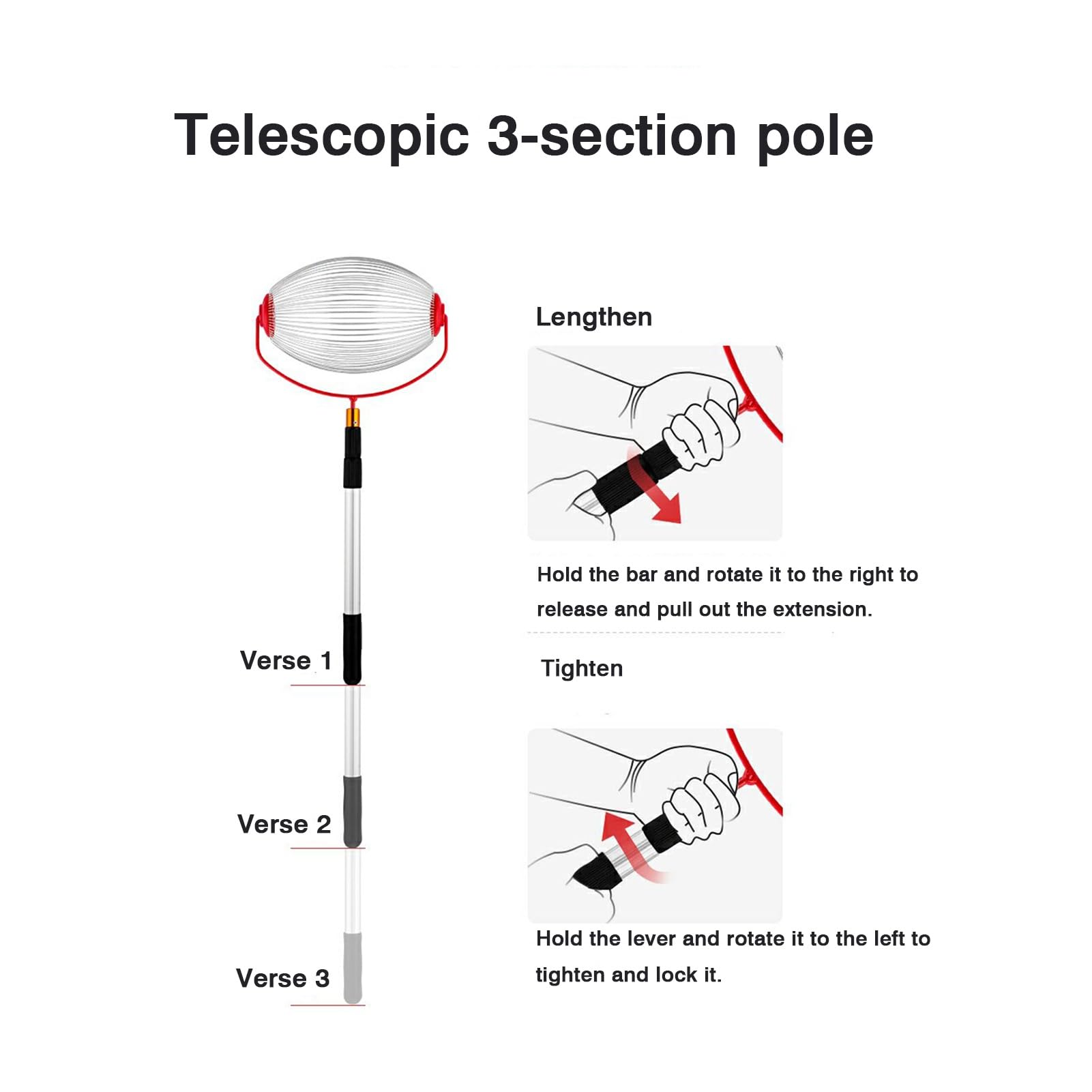Herramienta recuperadora de Pelotas de Golf: recogedor de Pelotas telescópico sin curvatura for Uso en Interiores, Exteriores y césped