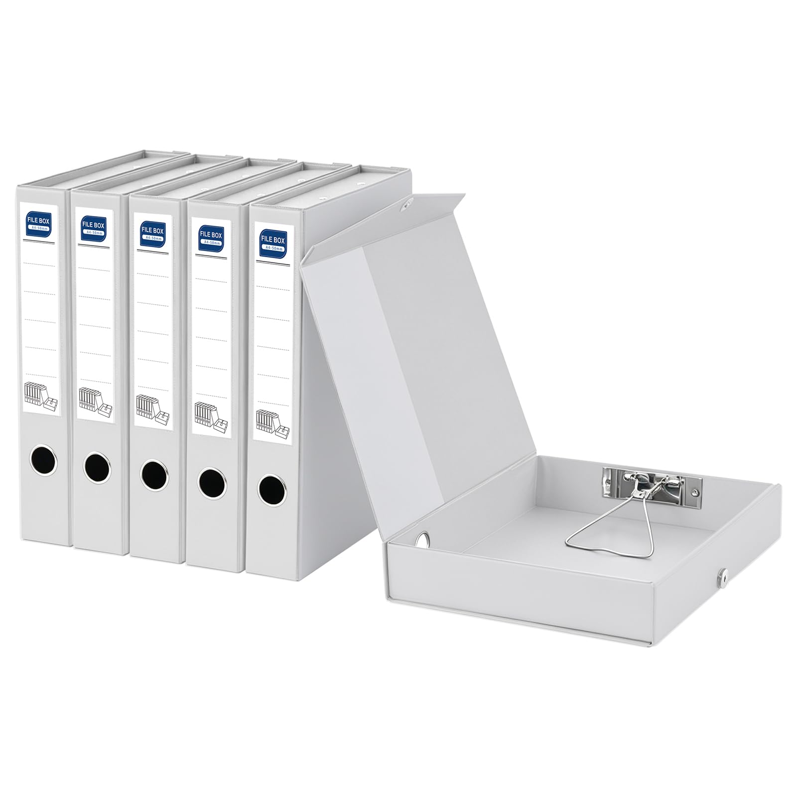 6 Pezzi Scatola Archivio con Coperchio A4, Dorso da 50 mm, Grigio | Scatola Archivio A4, Scatola per Documenti in plastica per ufficio, Scuole