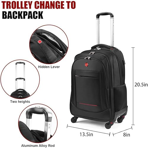 Miniatura 2 de star cloud Mochila grande con ruedas de 22 pulgadas con 2 ruedas, bolsa de viaje al trabajo, maleta de equipaje de mano, 22 x 19.6 x 9.5 pulgadas