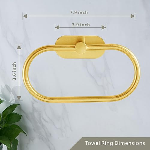 Miniatura 5 de Toallero  anillo de toalla de baño, anillo autoadhesivo para toalla de mano para baño, soporte de toalla de mano adhesivo de acero inoxidable, sin