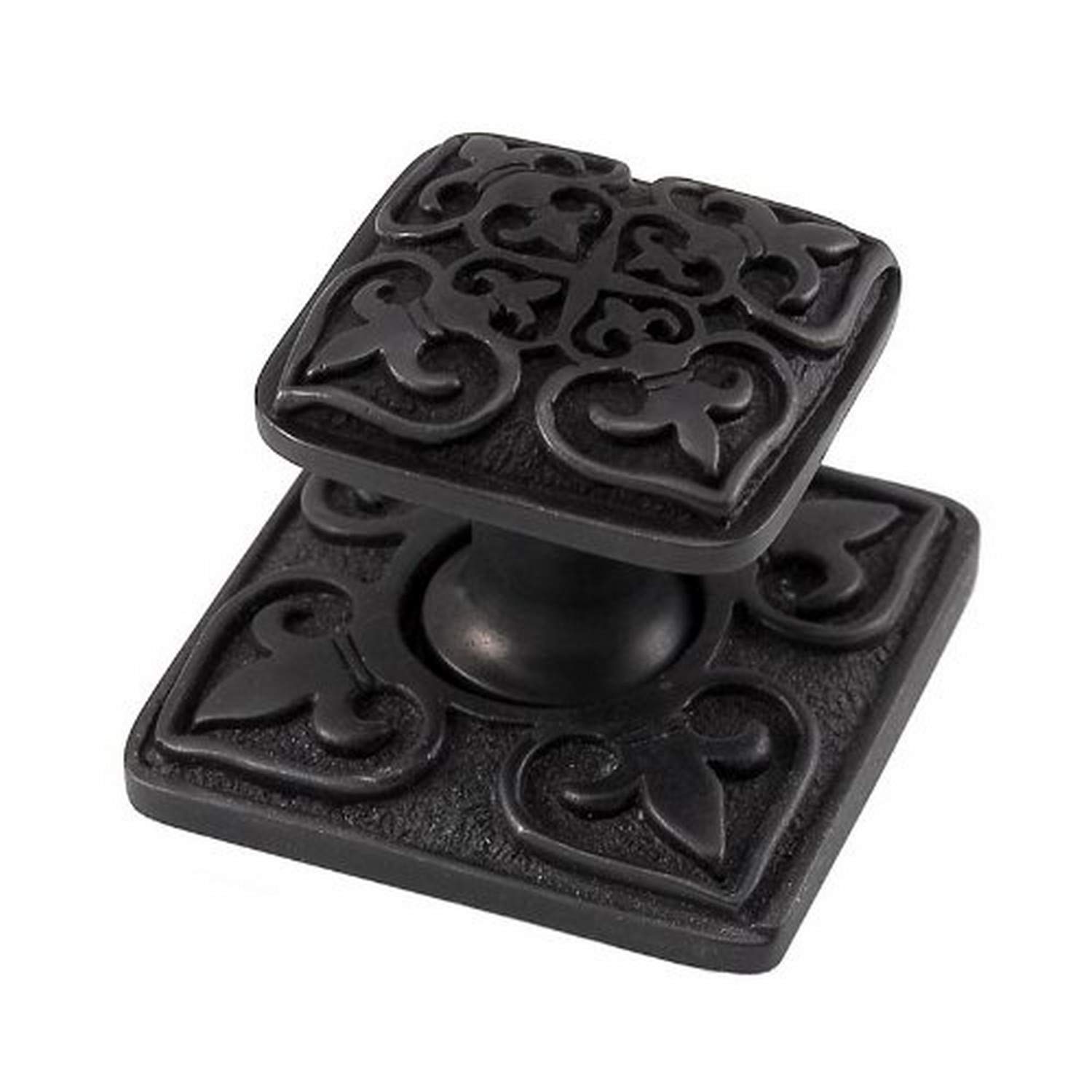 Vicenza DesignsK1300 Fleur de Lis Knob with Square with Backplate, Large, Oil-Rubbed Bronze