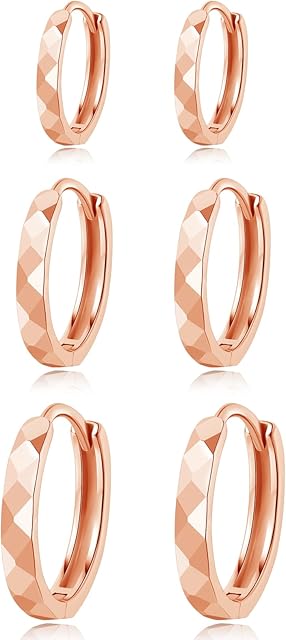 Loutade Silver Hoops Earrings for Women, 3 Pairs 925 Sterling Silver Hoop Earrings Set, Hypoallergenic Silver Sleeper Earrings, Round Silver Huggie Earrings for multiple piercings in 9/11 / 13mm