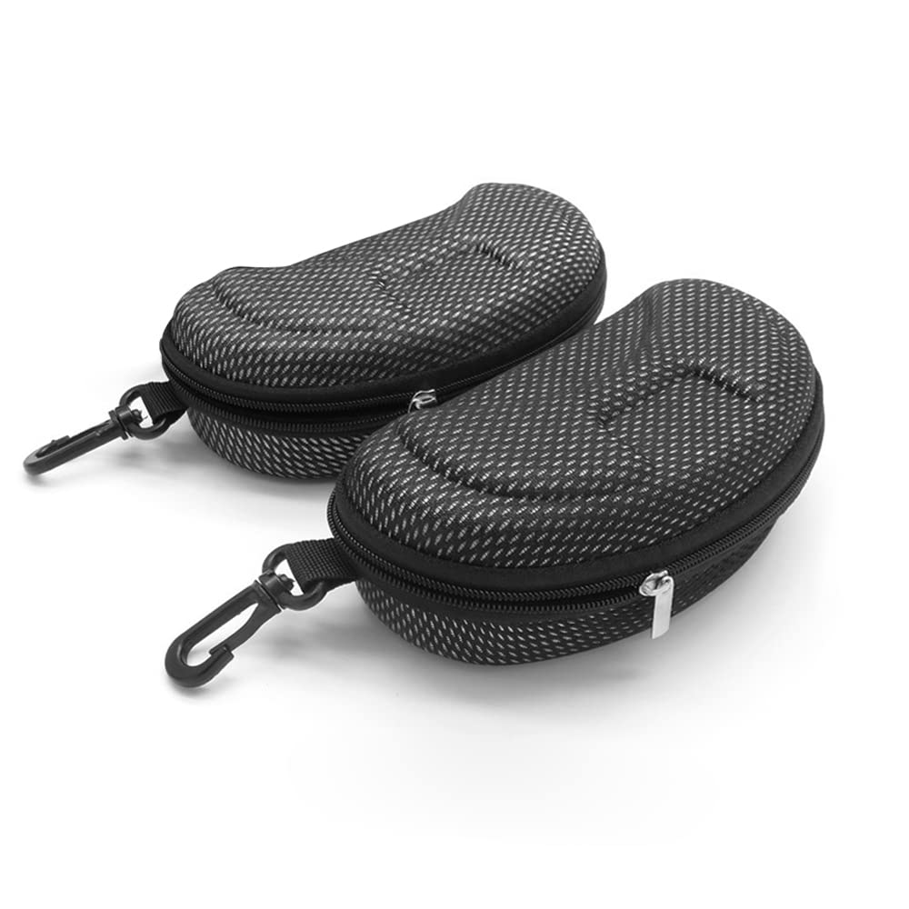 Heshebuy Women's Black White 2 Pcs Eva Glasses Case, Zipper Hard Sunglasses Cases Portable Travel Eyeglasses Cases With Plastic Hook (Black White)