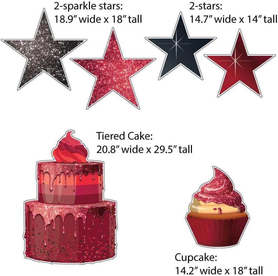 VictoryStore Yard Decorations Dripping Glitter Sparkle Birthday Flair Outdoor Yard Signs Package, 12pcs (Red Sparkle 18834)