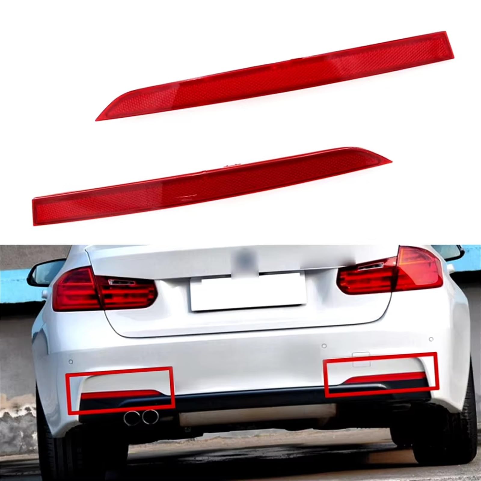 Riflettore Paraurti Compatibile Con BMW Per 3-Series F30 2012 2013 2014 205 2016 2017 1 Coppia Riflettore Paraurti Posteriore Sinistro E Destro OEM：63147847165 63147847166