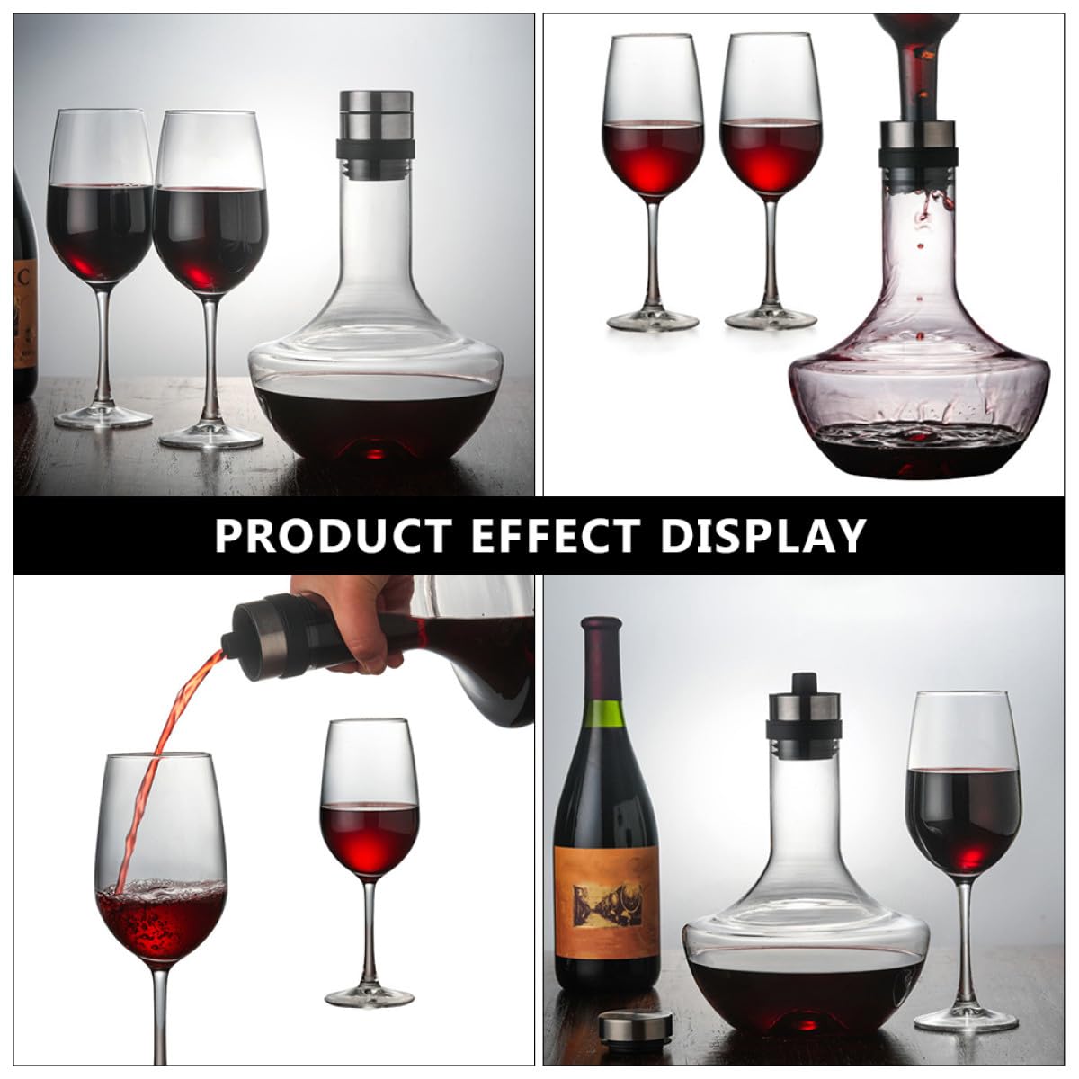 Decanter in Vetro da 1000 Ml per Whisky e Brandy, Distributore di Bevande Portatile e Veloce, Caraffa per Vino Trasparente per Uso Domestico, per Casa, Bar e Feste