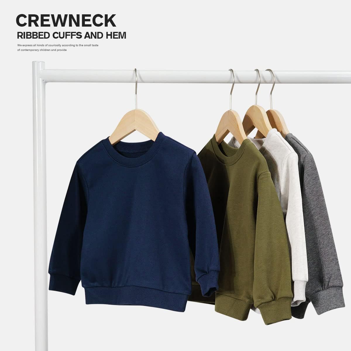 Teach Leanbh Toddler Baby Boys Girls 2 Pack Sweatshirt Crewneck Cotton Long Sleeve Solid Color Pullover Tops - Image 5