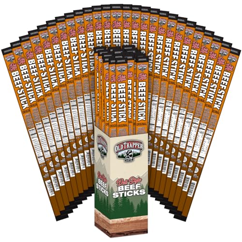 Image of OId Trapper Original Deli-Style Beef Sticks, 1.75-Ounce Individually Wrapped Packages, 11 Grams of Protein and Zero Grams of Sugar per Serving (Pack of 26)