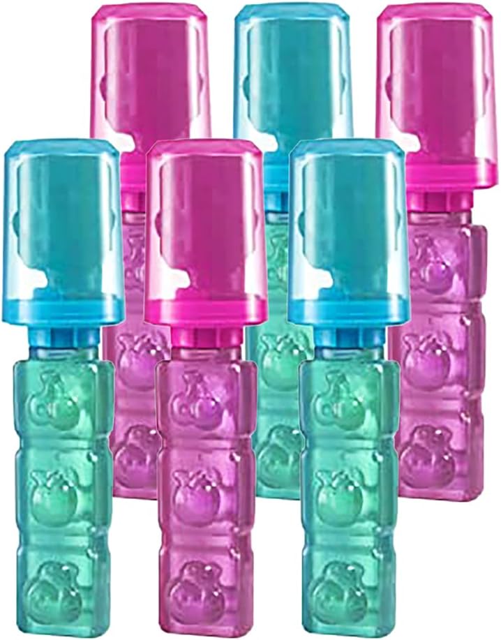 Zazers 6-Pack Candy Pops with Fruit Flavored Candy Gel - Blue and Pink Assorted Lollipop Suckers Party Favors - Christmas Stocking Stuffers.