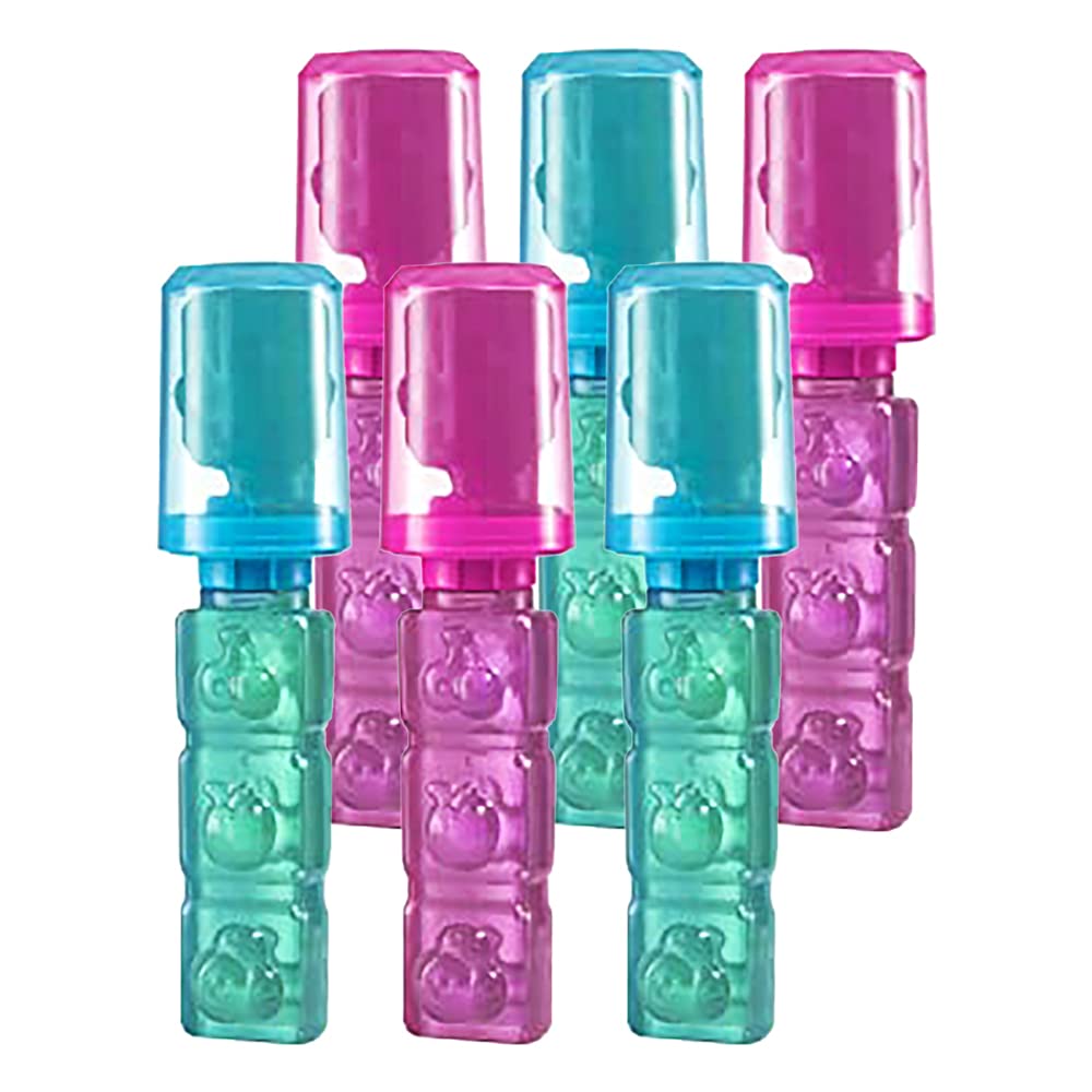 Zazers 6-Pack Candy Pops with Fruit Flavored Candy Gel - Blue and Pink Assorted Lollipop Suckers Party Favors - Christmas Stocking Stuffers.