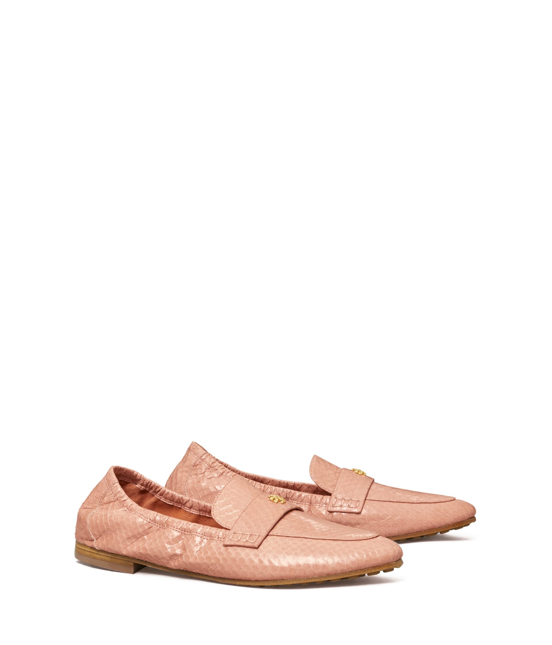 Women's Ballet Loafers Watersnake Meadowsweet Pink Leather Shoes