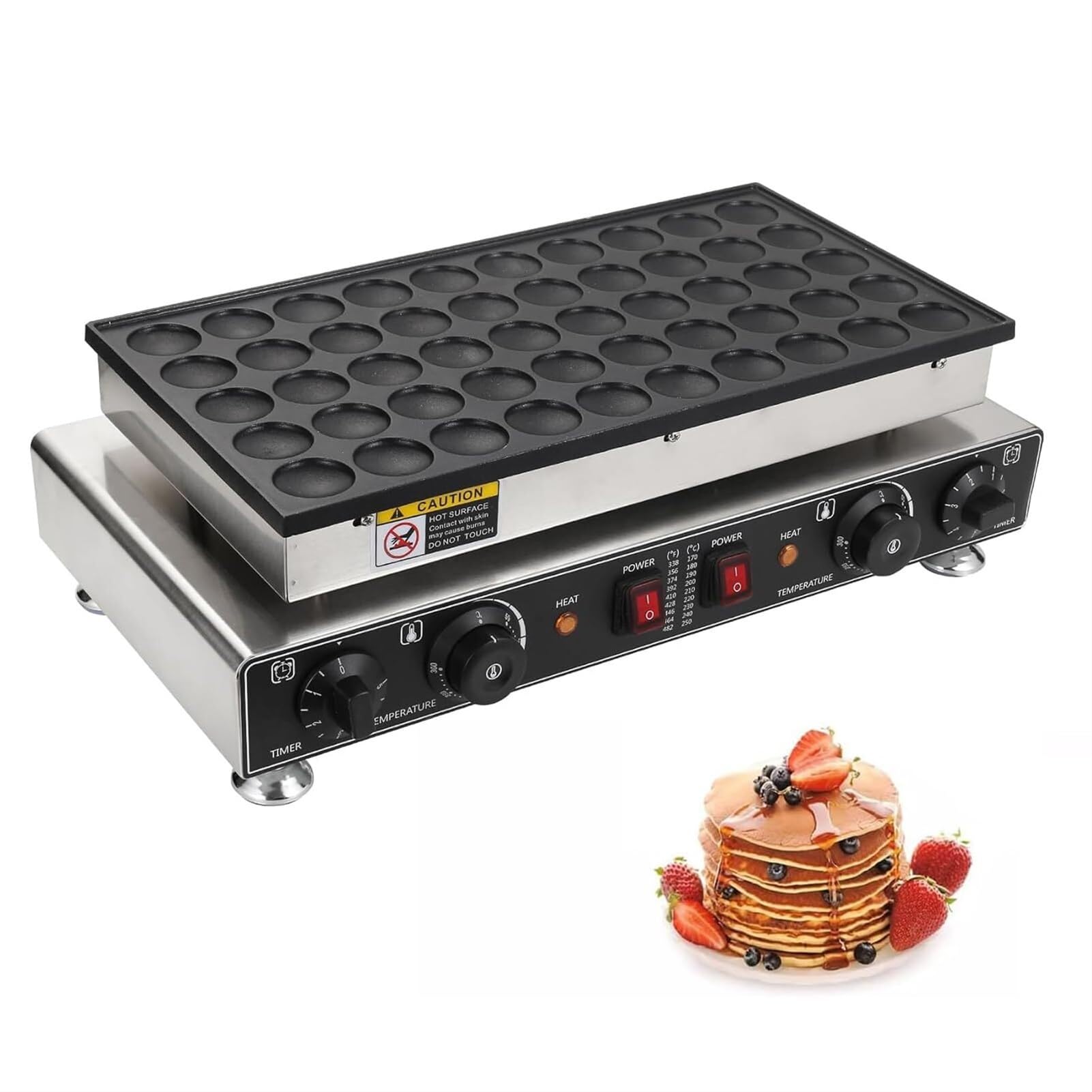 Máquina para Hacer panqueques, 50 Piezas, Comercial, Antiadherente, para poffertjes, máquina eléctrica para Hacer dorayaki y Waffles de 1700 W para Cocina doméstica, Restaurante, p,