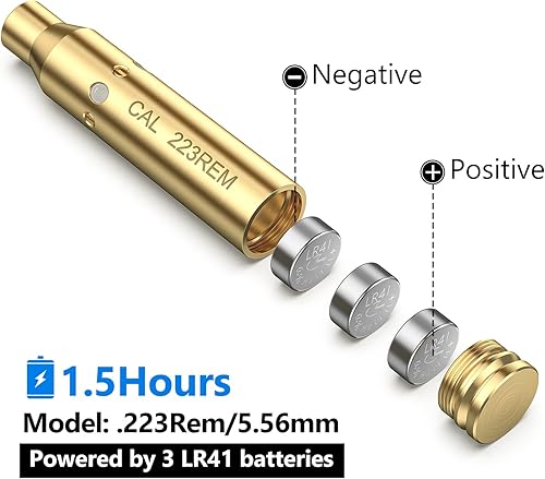 Miniatura 5 de MidTen Miras láser de calibre para 0.223 y 0.354 in, visor láser rojo con 12 baterías, kit de avistamiento para miras y visores