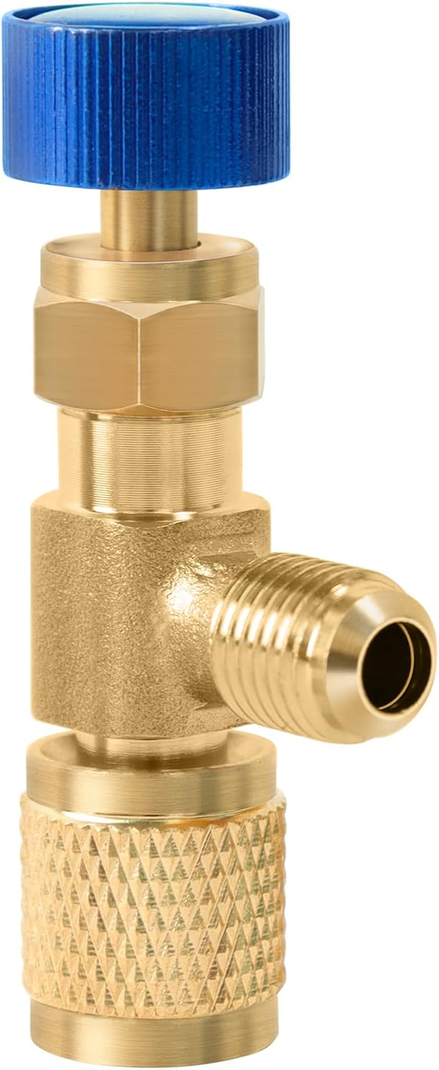 Válvula de Carga de Refrigerante CD2060 para R22, Macho 1/4" a Hembra 1/4"
