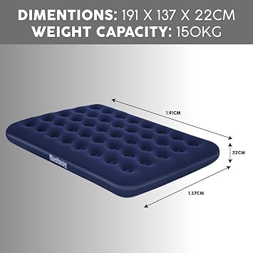 Bestway Horizon inflatable camping bed, double 191 x 137 x 22 cm, supports up to 300 kg, blue