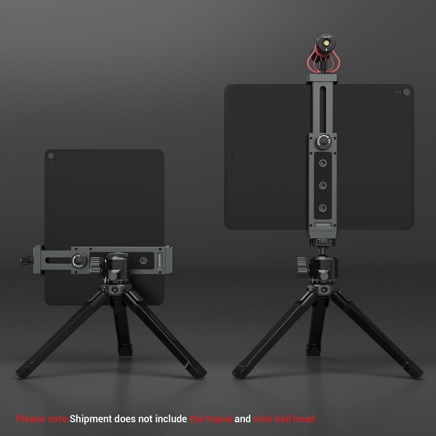Tripod Mount Adapter with Ball Head, Aluminum Tablet Mount Holder, Compatible with 4.7"-12.9" Most Tablets