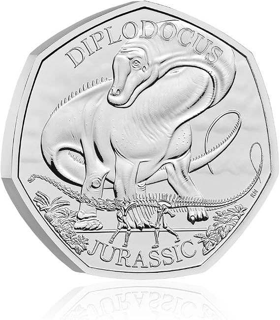 The Koin Club Royal Mint Iconic Specimens Diplodocus 50p Brilliant Uncirculated UK Coin 2024