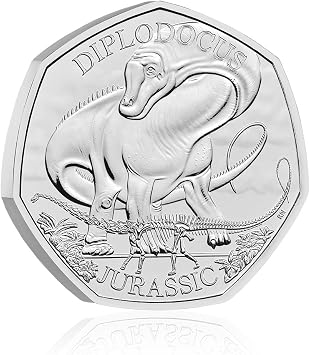 The Koin Club Royal Mint Iconic Specimens Diplodocus 50p Brilliant Uncirculated UK Coin 2024