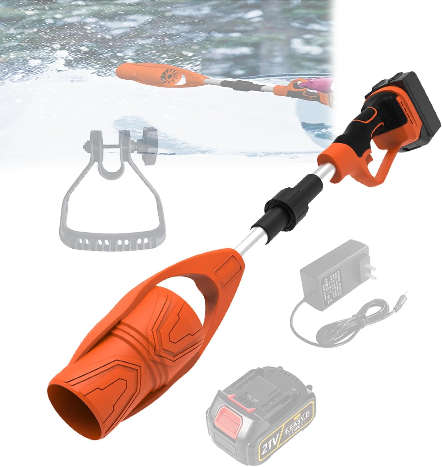 Electric Garden Snow Blower,Brushless Snow Blower With 21v Battery,29000rpm,Wind Speed 63m/S,Temperature Resistance 200°C,Foldable Powerful Leaf Blower,For Leaf,Snow Blowing,Red