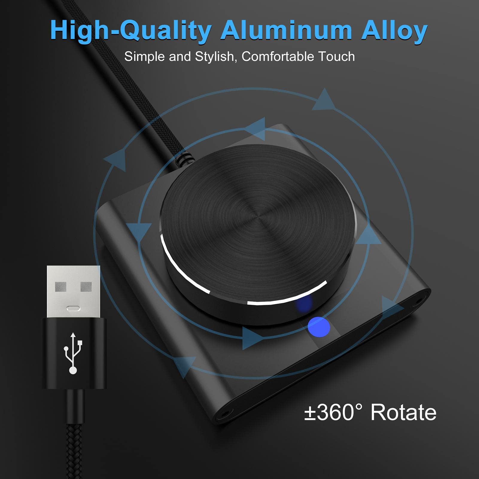 Controlador De Volumen USB Para PC - Botón Multimedia, 3 Niveles, Sin Drivers, Base Antideslizante