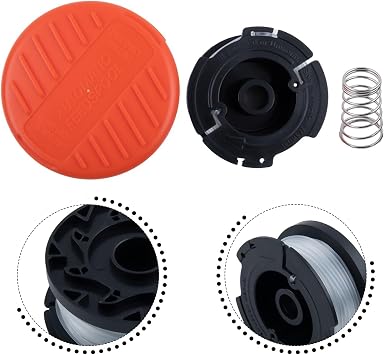 AF-100 Replacement Spool Line Cap RC-100-P Spring for Black Decker Trimmers Edgers Single Line Automatic Feed Nylon 30ft 0065in Suitable for GH400 GH500 LST300 Outdoor Lawn Care