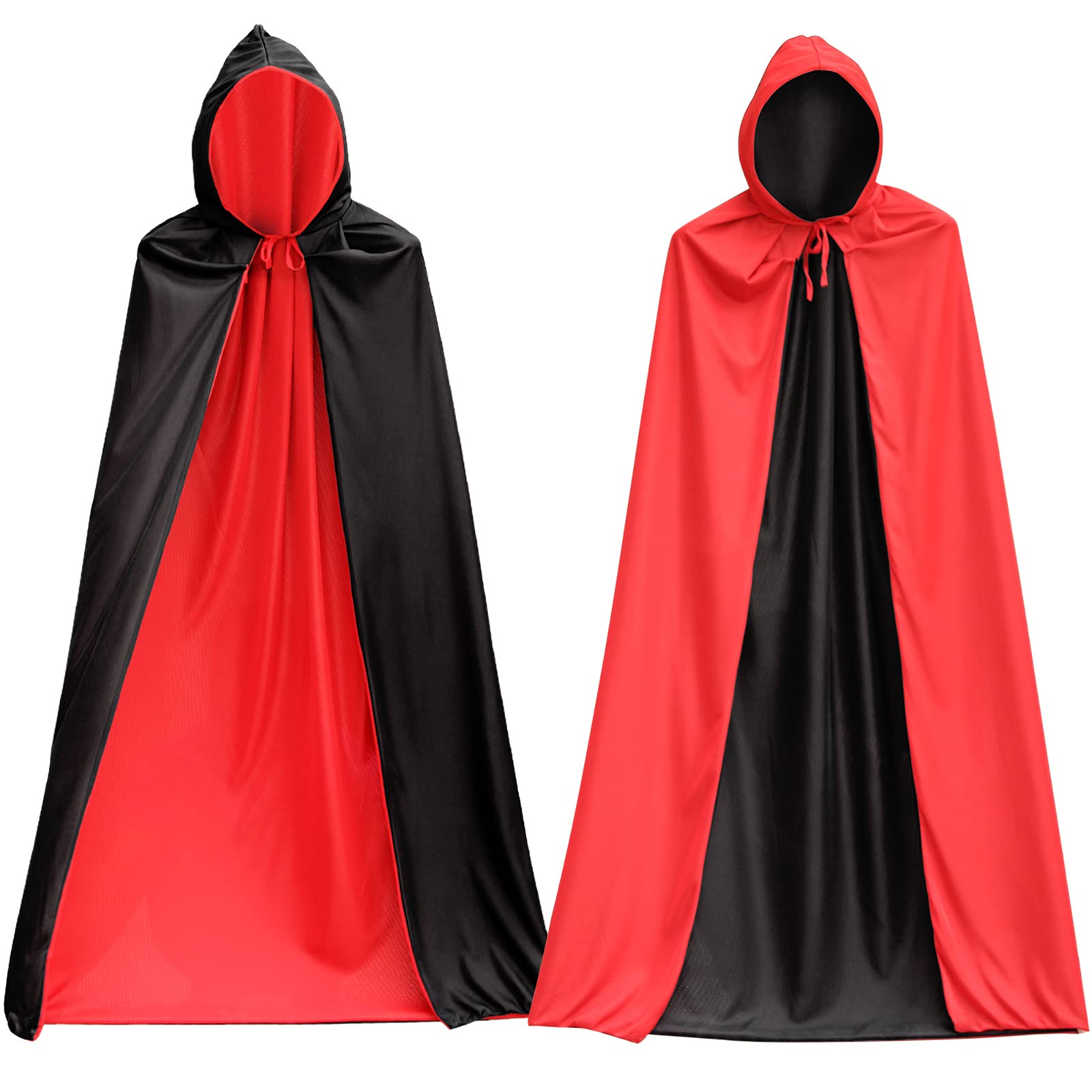 HLFMQZEI Cape De Vampire D'halloween,Cape Vampire Adulte,Noir Rouge Réversible Cape,Vampire Capuche Cape,Convient Pour Halloween, Noël, Cosplay, Théâtre, Spectacles - 170cm