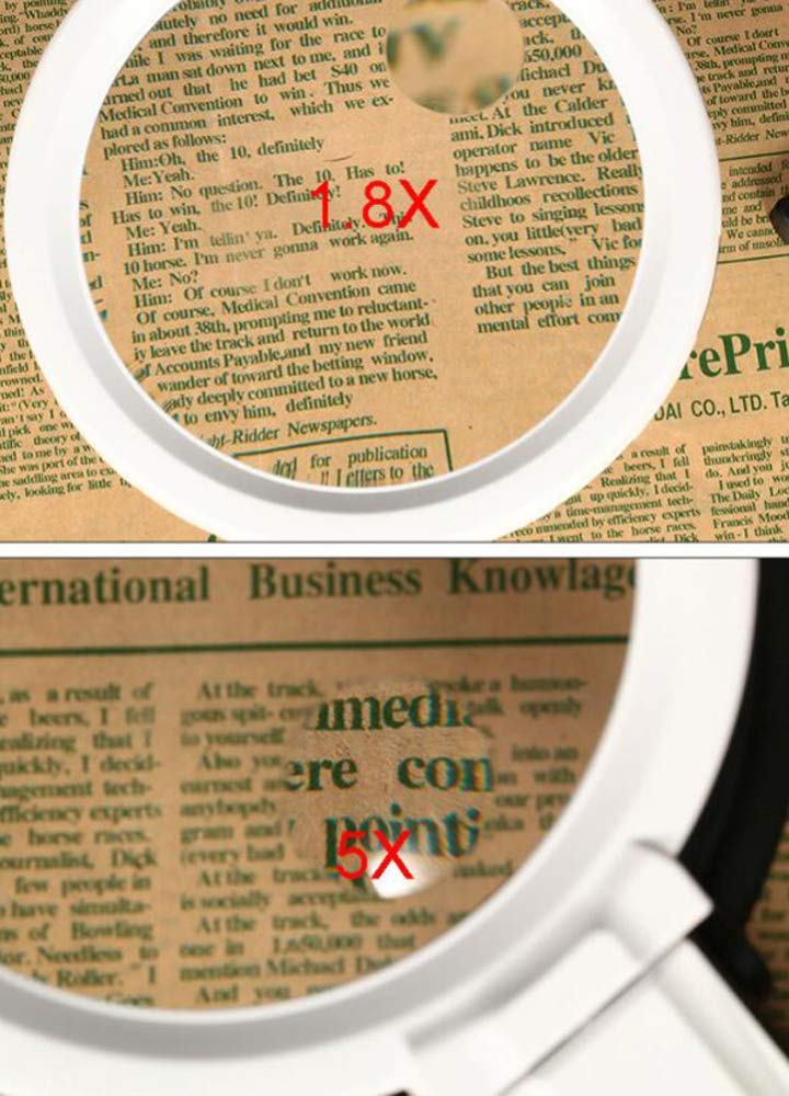 1,8X 5X Przenośna, podświetlana diodami LED, lupa bez użycia rąk, podświetlana lupa na biurko z 10 diodami LED, składana kieszonkowa konstrukcja do czytania, kontroli, naprawy, płyty grzejnej Chaser