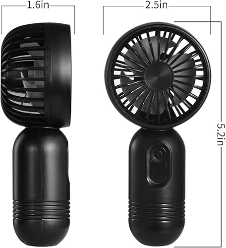 Miniatura 6 de VanSmaGo Mini ventilador portátil de mano pequeño con 3 velocidades para viajes, ventilador de pestañas recargable USB con pilas, negro y rosa