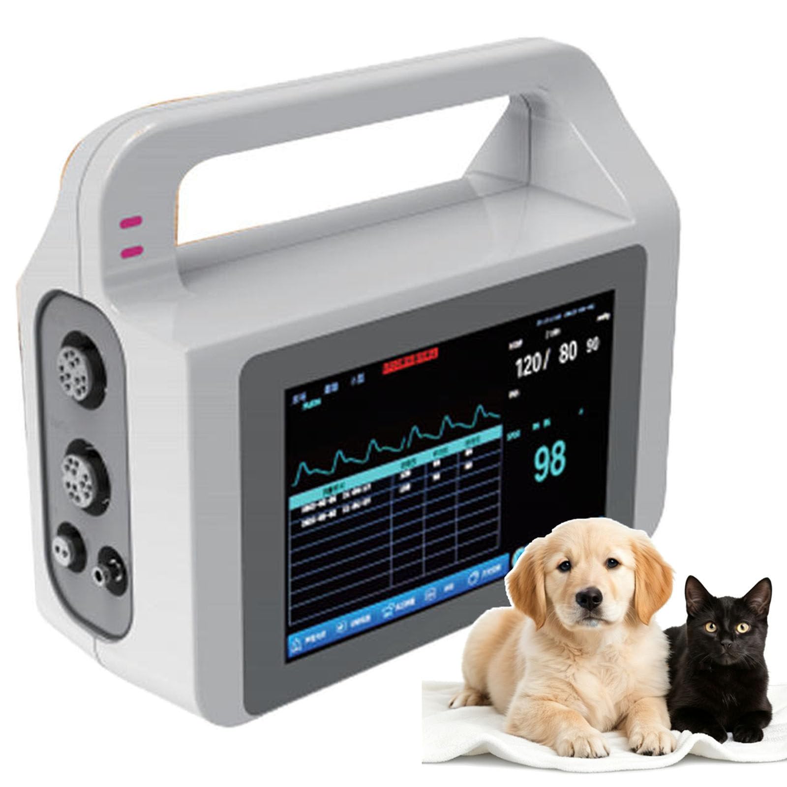BoluDukNN Pet Veterinary Monitor, Multi-Function Vital Signs Detector for Dogs & Cats,12-inch LCD Display,Portable NIBP/SpO₂/PR Vital Signs Device