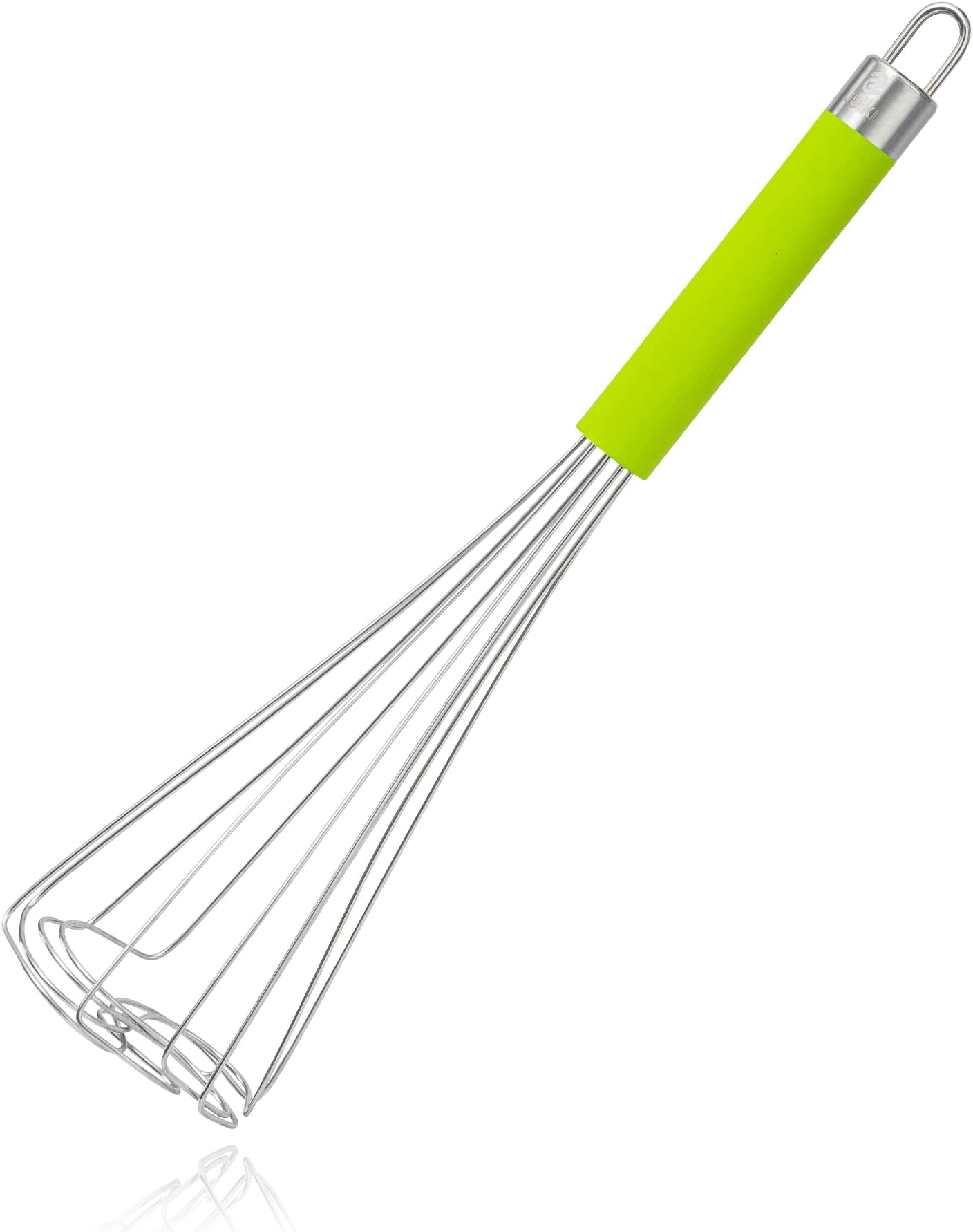 Uulki | Whisk Windmill Large Flat Stainless Steel 27 cm - Whisk with Unique Wires Design (Green Windmill)