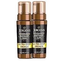 Vista 14 de Jergens Paquete de sol instantáneo de brillo natural: mousse de bronceado sin sol de bronce profundo, botella de 6 onzas y guante aplicador